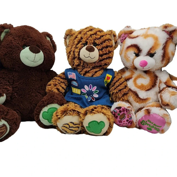 Lot of Girl Scouts Build a Bears Teddy Bear S'mores Thin Mint Cookie Samoas Trio - Picture 12 of 12